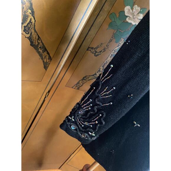 Vintage black jumper with beads and lurex, size S - Picture 3 of 6